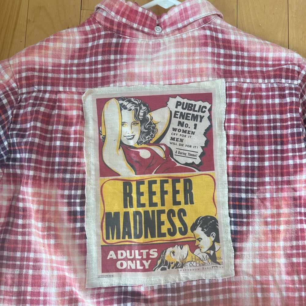 Plaid Button Down Shirt with Graphic Patch - Picture 5 of 5
